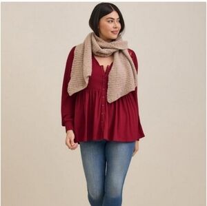 Torrid 2x Babydoll Knit V-Neck Button-Front Top